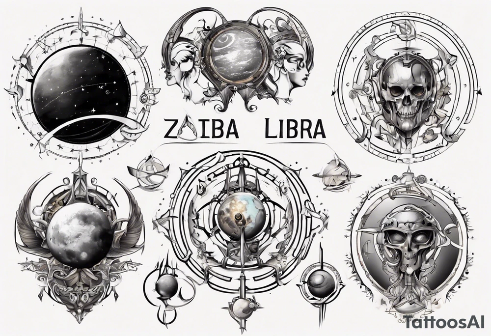 Astronomy, planet, zodiac, libra tattoo idea