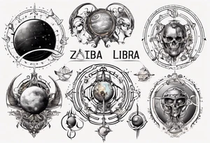 Astronomy, planet, zodiac, libra tattoo idea