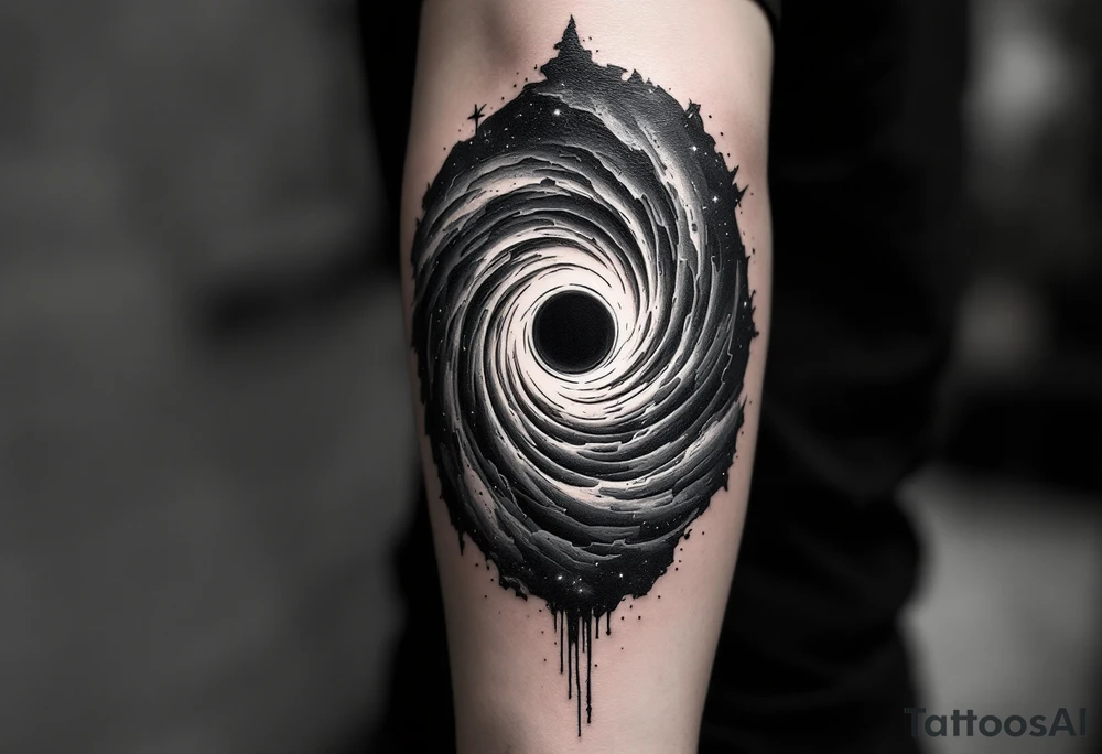A parralel universe centered by a black hole tattoo idea