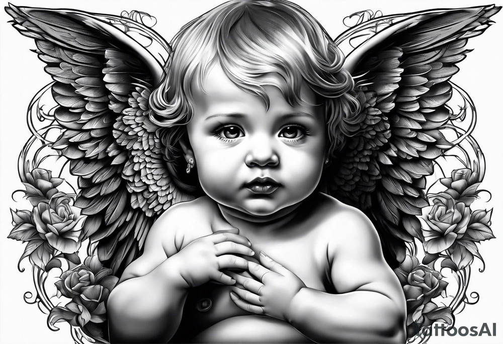 Scary baby angel tattoo idea