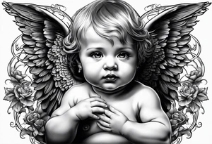 Scary baby angel tattoo idea