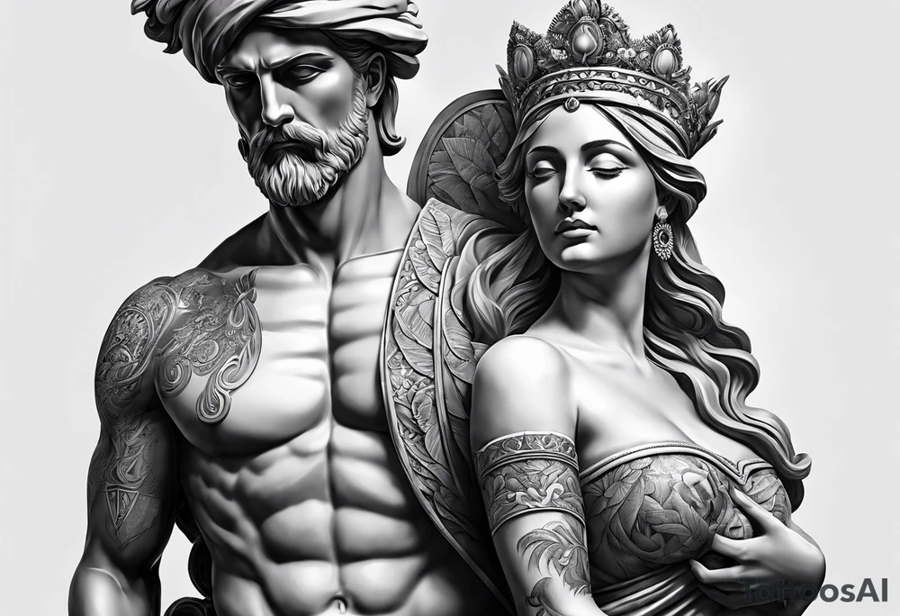 Griechischen Statue mann und frau tattoo idea