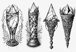 Shattered glass goblet unicorn horn tattoo idea