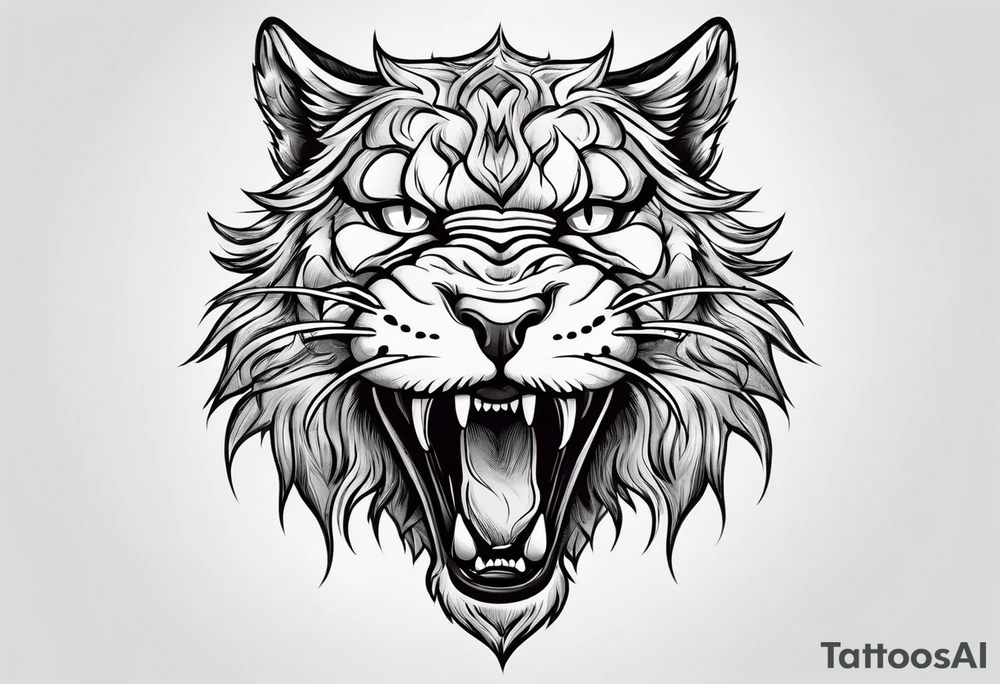 Saber-toothed Cat cub blank background tattoo idea