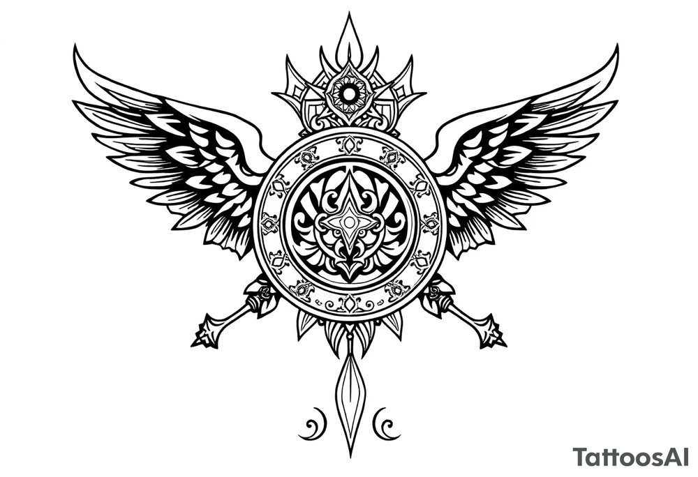 mytical shaman style ornametn with ancient rhyme tattoo idea