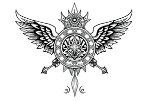 mytical shaman style ornametn with ancient rhyme tattoo idea