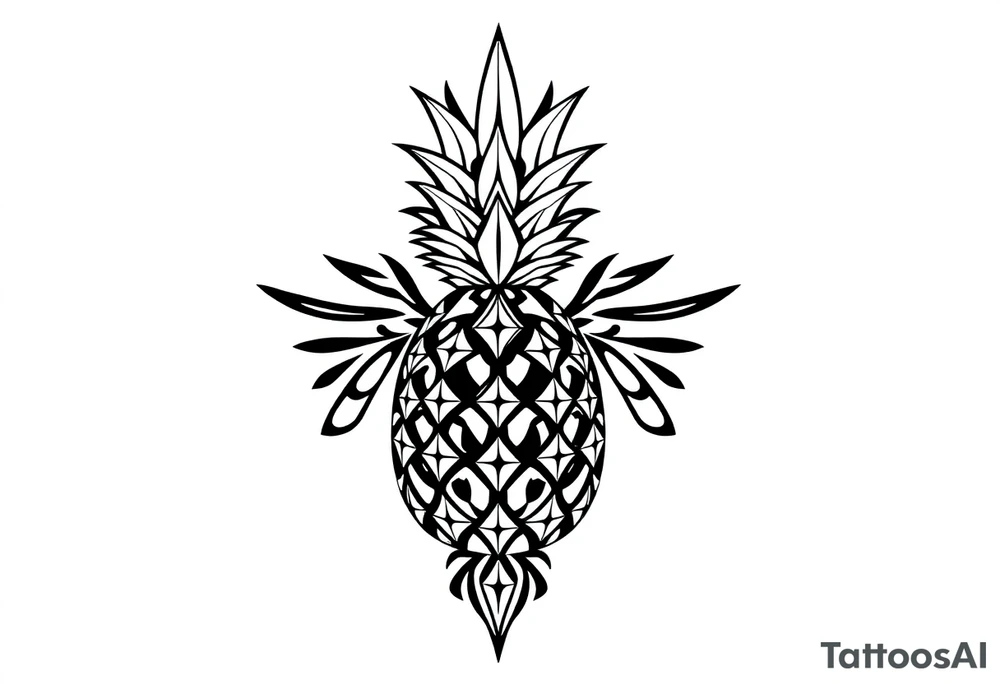 pineapple with diamonds  and magestic, crown, vagina, anus, pubic tattoo idea