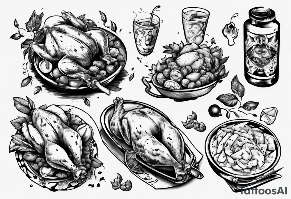 cooked chicken nibble tattoo idea