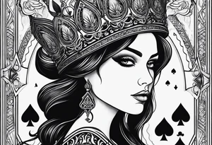 queen of spades with the name micahel hidden tattoo idea