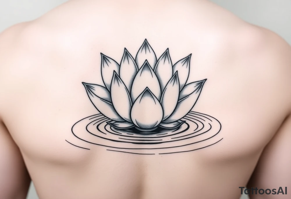 serene lotus flower emerging from sacred waters with ripples tattoo idea