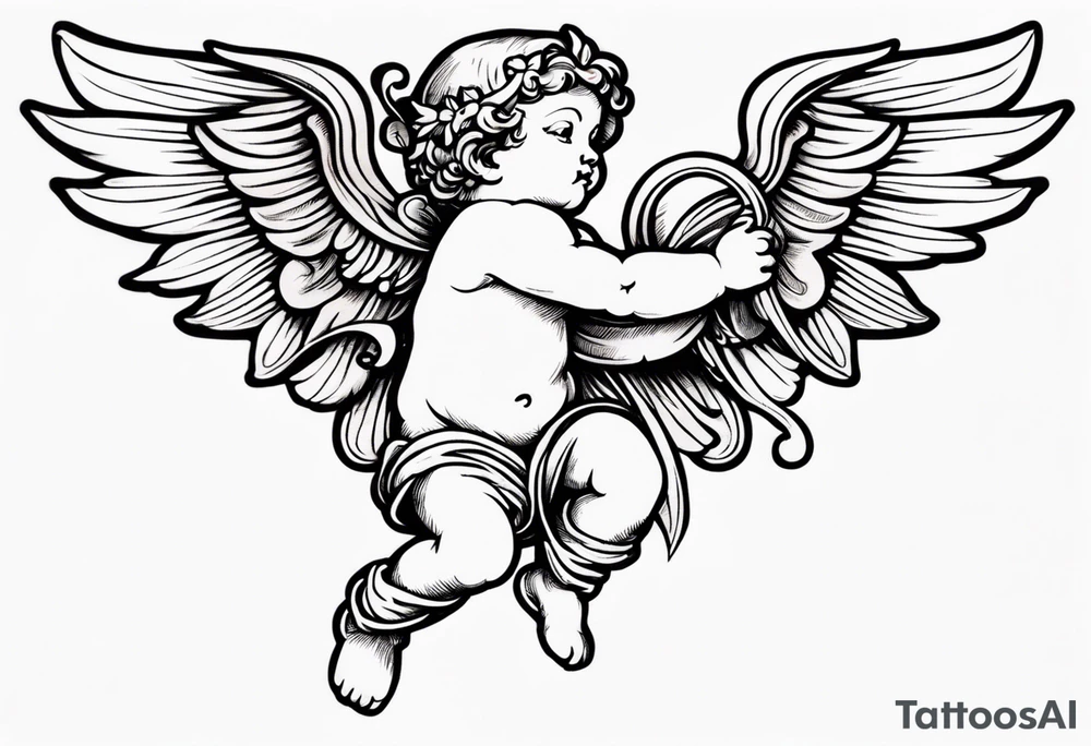 renaissance style cherub full body tattoo idea