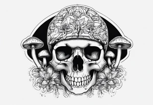 Skull magic mushrooms tattoo idea