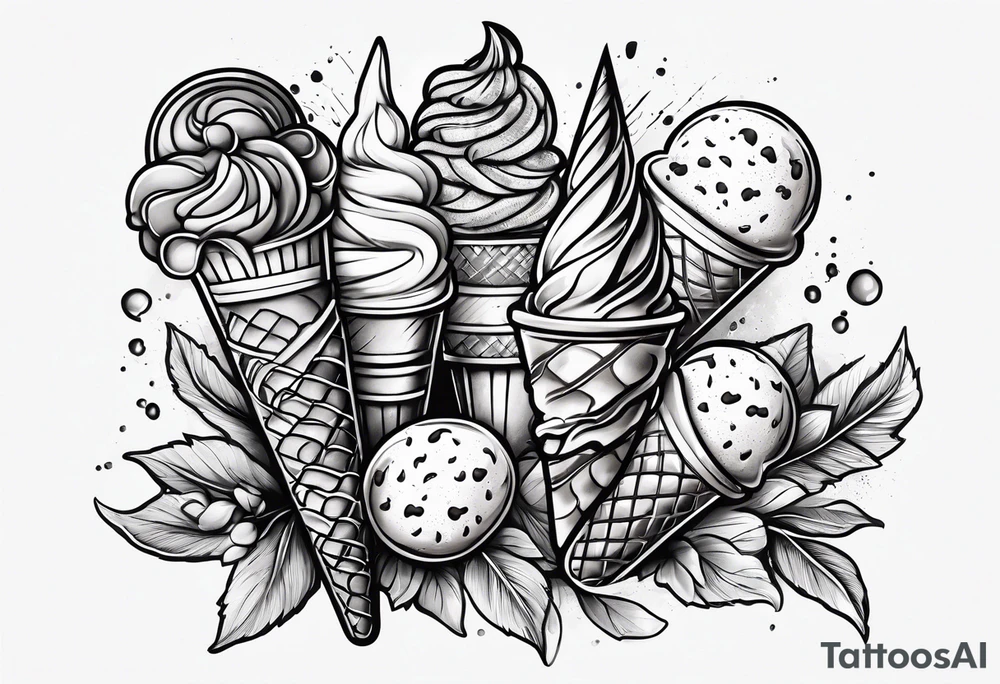 one scoop ice cream cone tattoo idea