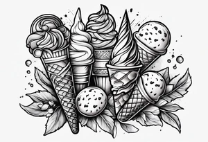 one scoop ice cream cone tattoo idea