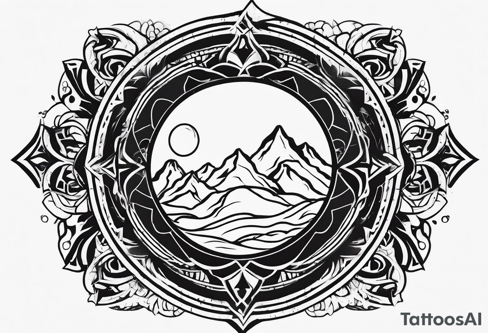 earth symbol, fire symbol tattoo idea