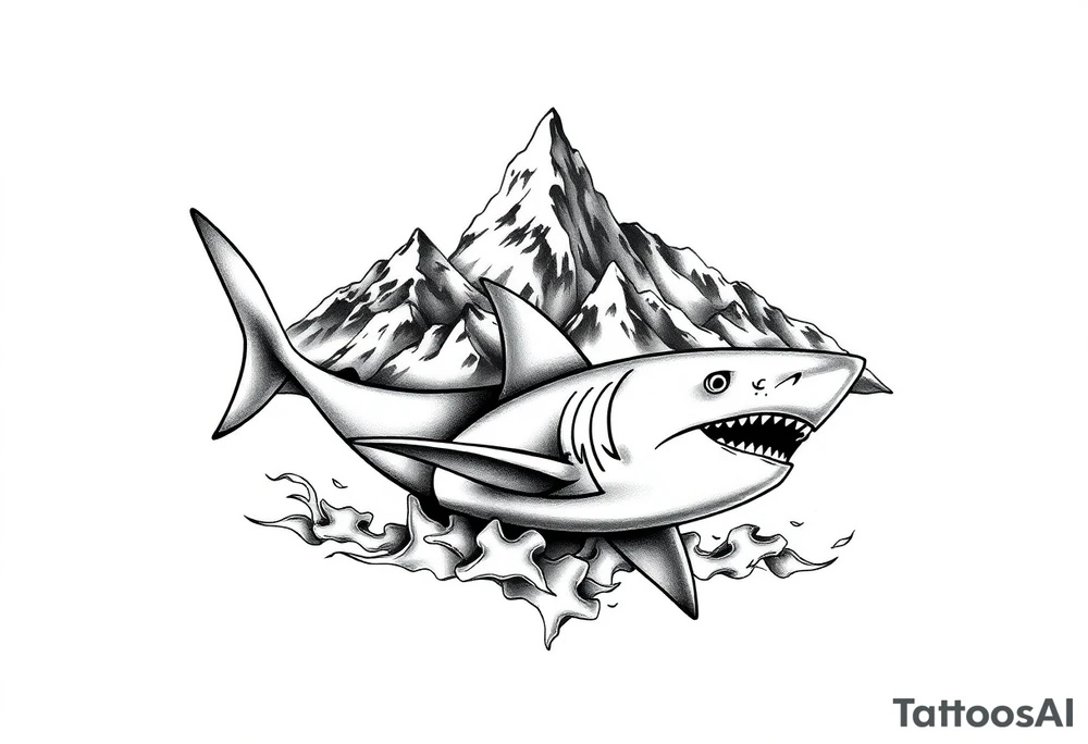 mountains and sharks tattoo idea