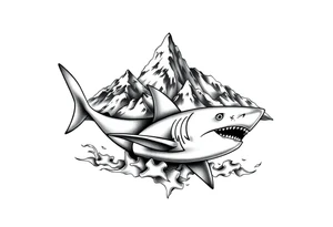 mountains and sharks tattoo idea
