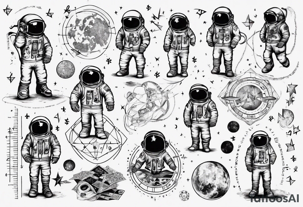 Astronaut surrounded by math tattoo idea