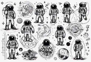 Astronaut surrounded by math tattoo idea