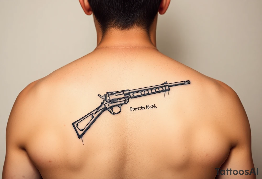 Writing old school 
gun  76-2323 proverbs 18:24 tattoo idea