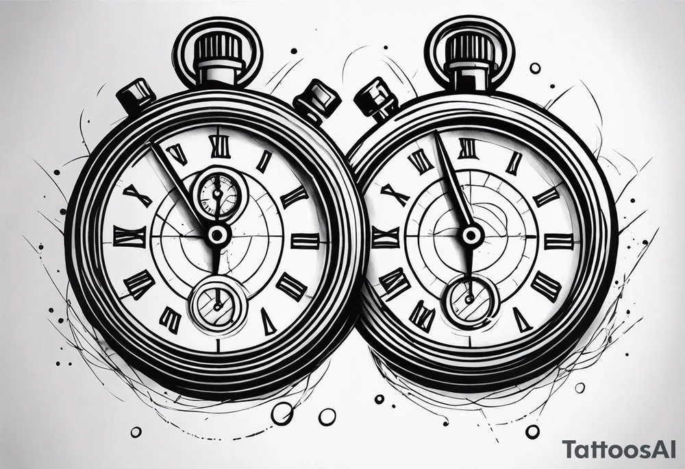 Twin broken stopwatches tattoo idea
