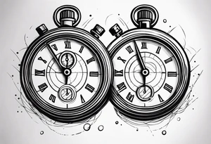 Twin broken stopwatches tattoo idea