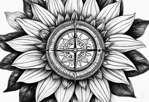 Sunflower and
 compass, with the words "To Thine Own Self Be True" tattoo idea
