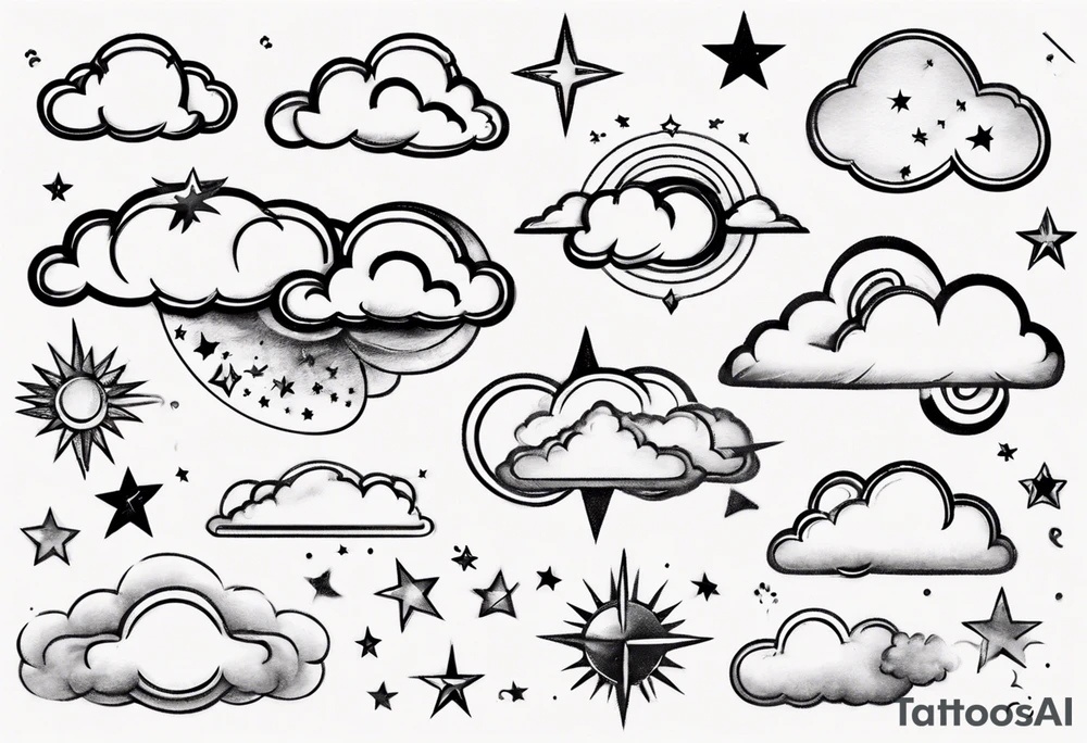 cloud with the date and stars tattoo idea