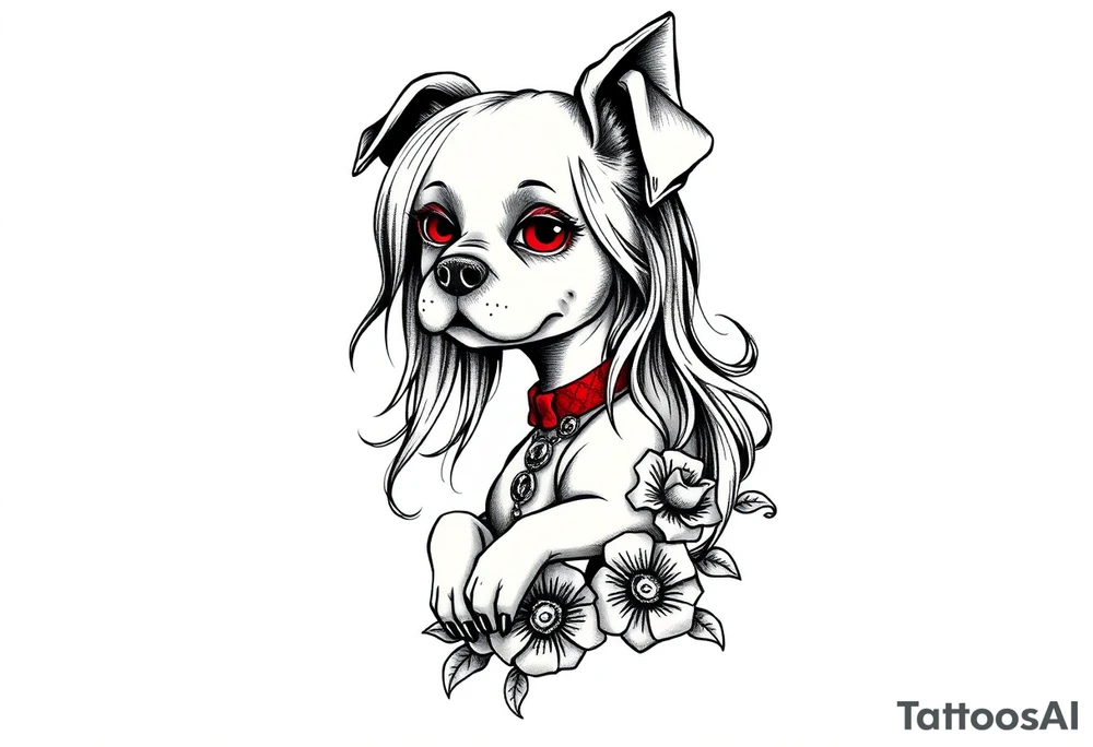 hot puppy goth girl tattoo idea