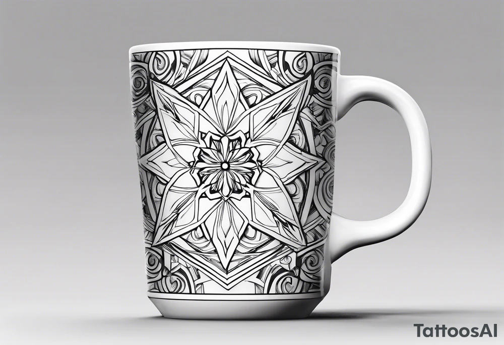 20 oz cup simple Christmas snowflake 
motif with a blank spot to engrave a name in the middle tattoo idea