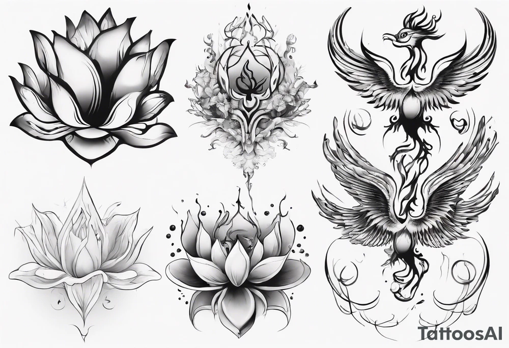 Lotus flower with phoenix placed on hip and butt tattoo idea Lotus flower with phoenix placed on hip and butt tattoo idea