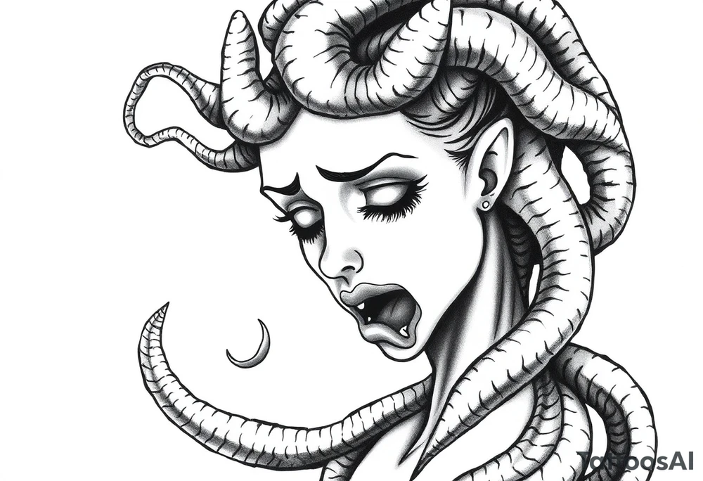 Pretty Medusa crying tattoo idea