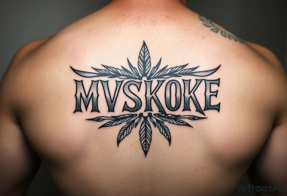 “MVSKOKE” shaded with Native American pattern tattoo idea