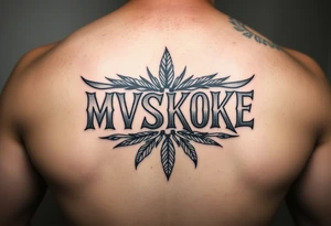 “MVSKOKE” shaded with Native American pattern tattoo idea