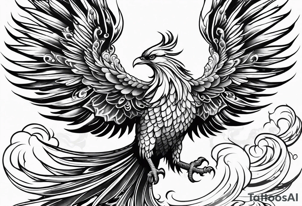 traditional Japanese phoenix no background tattoo idea