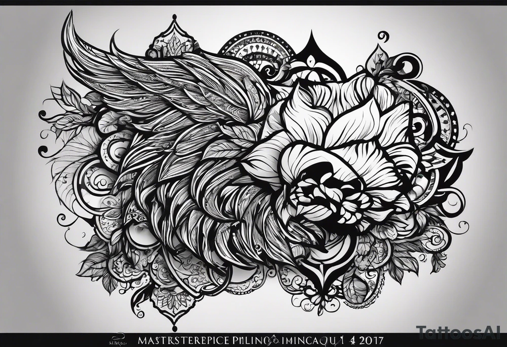 A tatuagem será uma imagem horizontal única. Na base, haverá uma linha fina para simbolizar o horizonte. Acima dela, várias árvores em silhueta com detalhes delicados, representando diferentes espécies, incluindo carvalhos e pinheiros, entre outras,serão distribuídas ao longo do horizonte. As árvores precisam estar intercaladas com espaços abertos, criando um jogo de luz e sombra. Na linha horizontal, logo após a sequência de árvores que começa da esquerda para a direita, gostaria de incluir uma cabana com uma pequena montanha atrás. tattoo idea