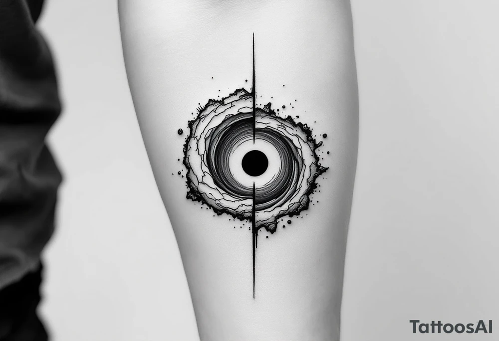 2 different worlds on both sides of a black hole tattoo idea