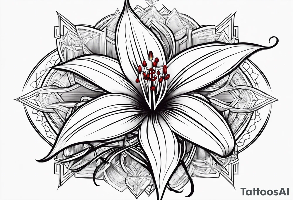 Spider lily with cross tattoo idea