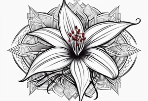 Spider lily with cross tattoo idea