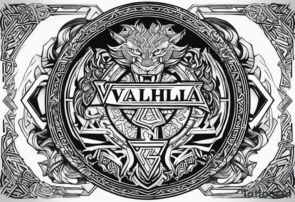 Valhalla sword shield axe Valknut dragon lion tattoo idea Valhalla sword shield axe Valknut dragon lion tattoo idea