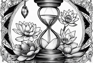 Hourglass with water lilly. tattoo idea