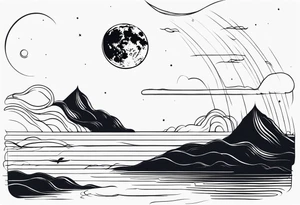 something with the moon and ocean very simple tattoo idea