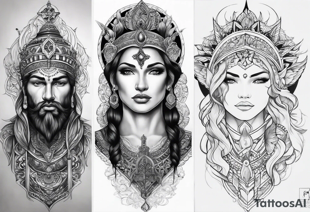 Need to make a cover up for a half sleeve for a male. Want it to be religious tattoo idea