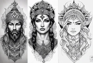 Need to make a cover up for a half sleeve for a male.  Want it to be religious tattoo idea