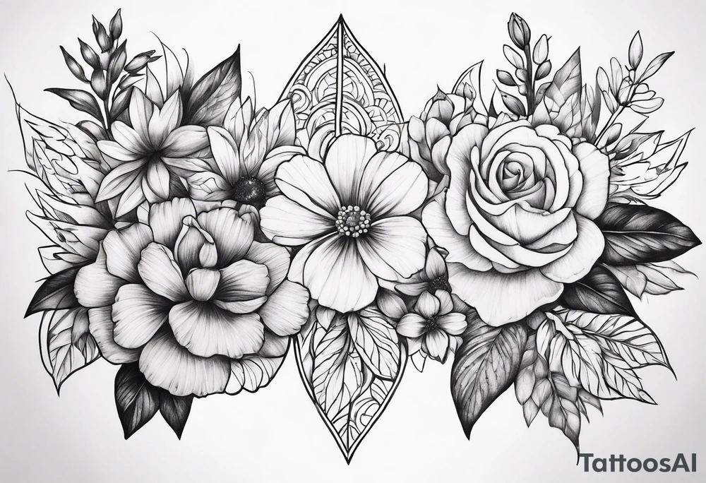 Tiny florals on shoulders tattoo idea