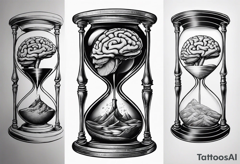 Sagittal brain inside hourglass tattoo idea