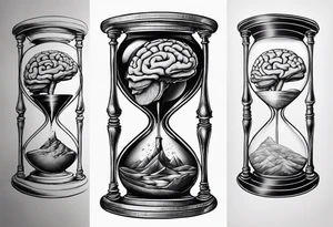 Sagittal brain inside hourglass tattoo idea