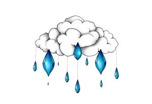 blue rain drops with cloud tattoo idea