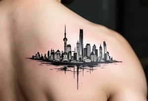 shanghai city landscape tattoo idea