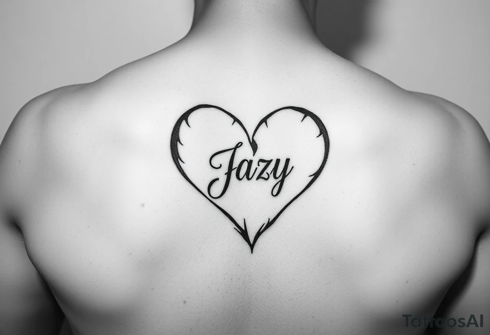 upper arm tattoo -broken heart outline for a deceased best friend with the name Jazy incorporated tattoo idea